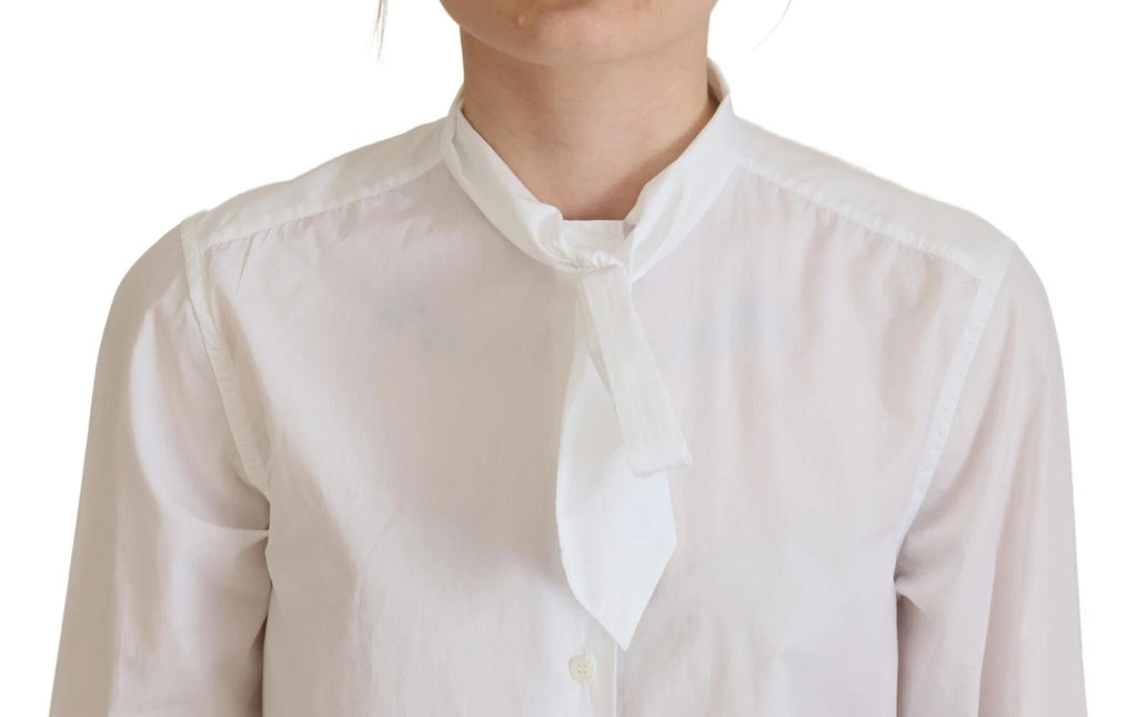 Chemise blanche en coton à col et manches longues de Dolce & Gabbana, vêtement formel élégant et sophistiqué.