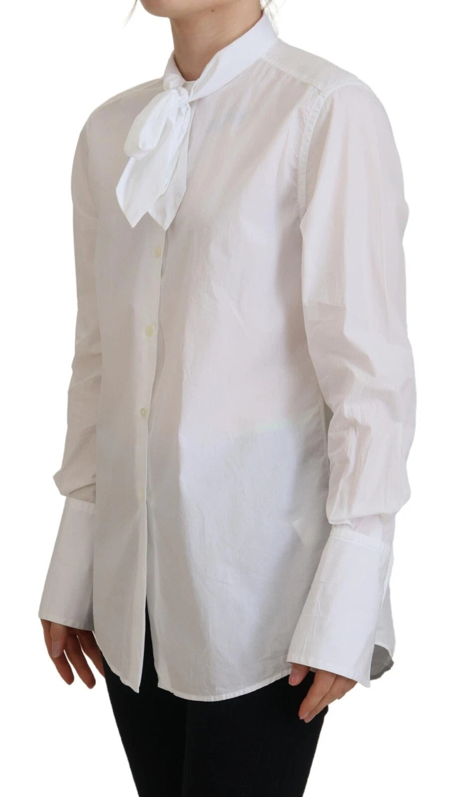 Chemise blanche en coton Dolce & Gabbana à col classique et manches longues, style formel élégant.