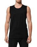 Débardeur homme noir en coton de la marque Dolce & Gabbana, sans manches, visible sur un mannequin.