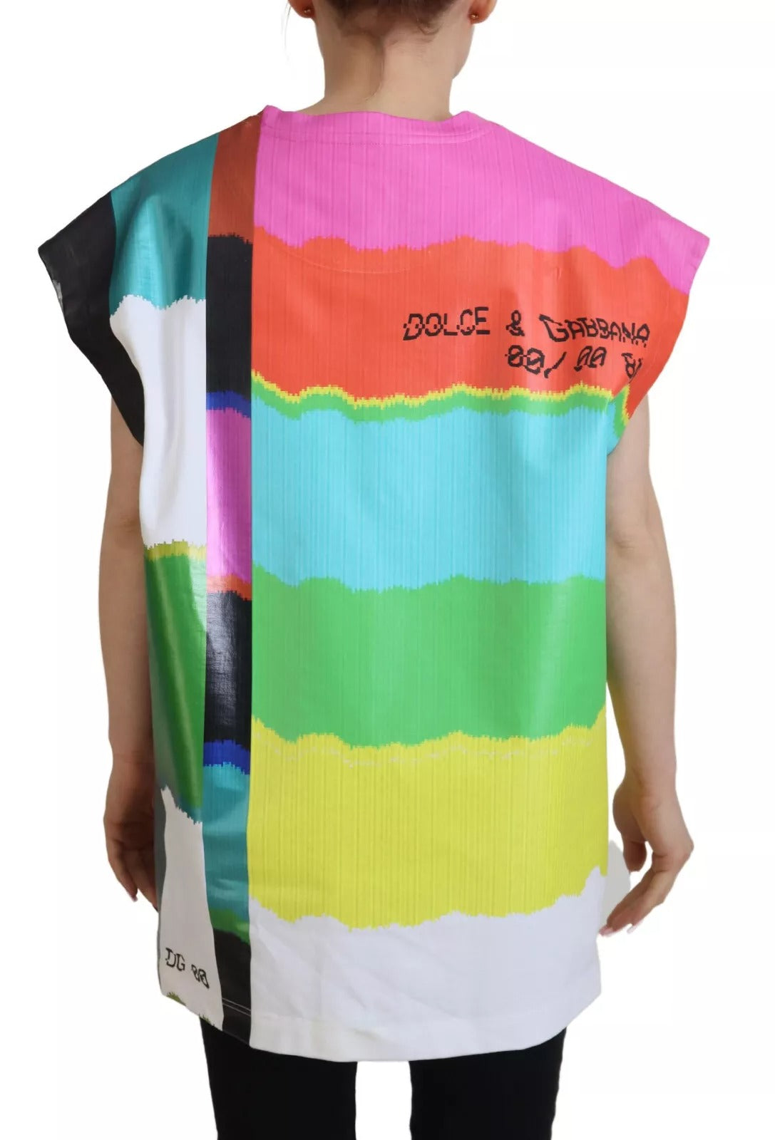 Débardeur en coton Dolce & Gabbana avec imprimé multicolore et motif TV, tissu léger et design tendance.