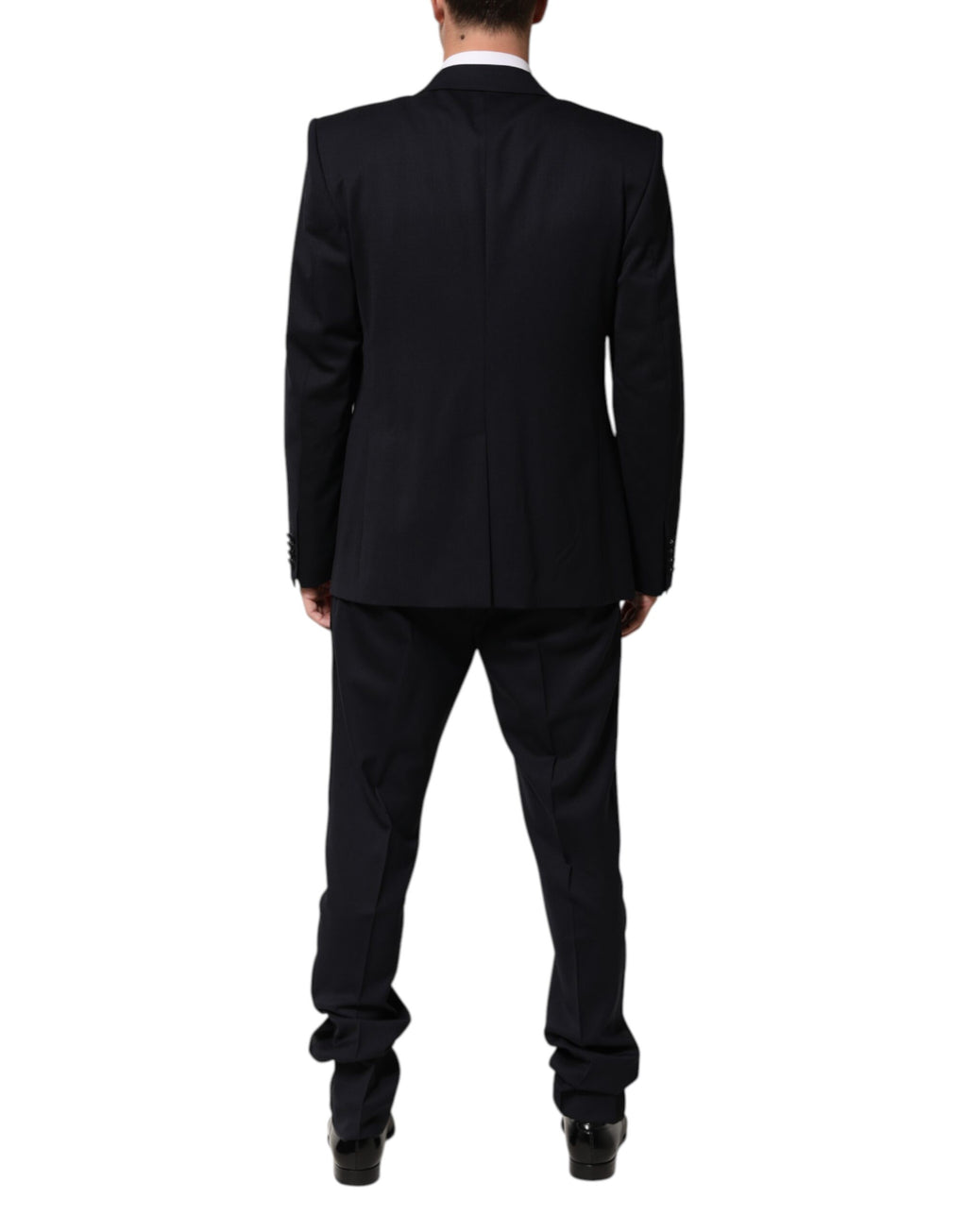 Costume trois pièces en laine et soie noire Dolce & Gabbana Sicilia, veste, pantalon et gilet élégants.