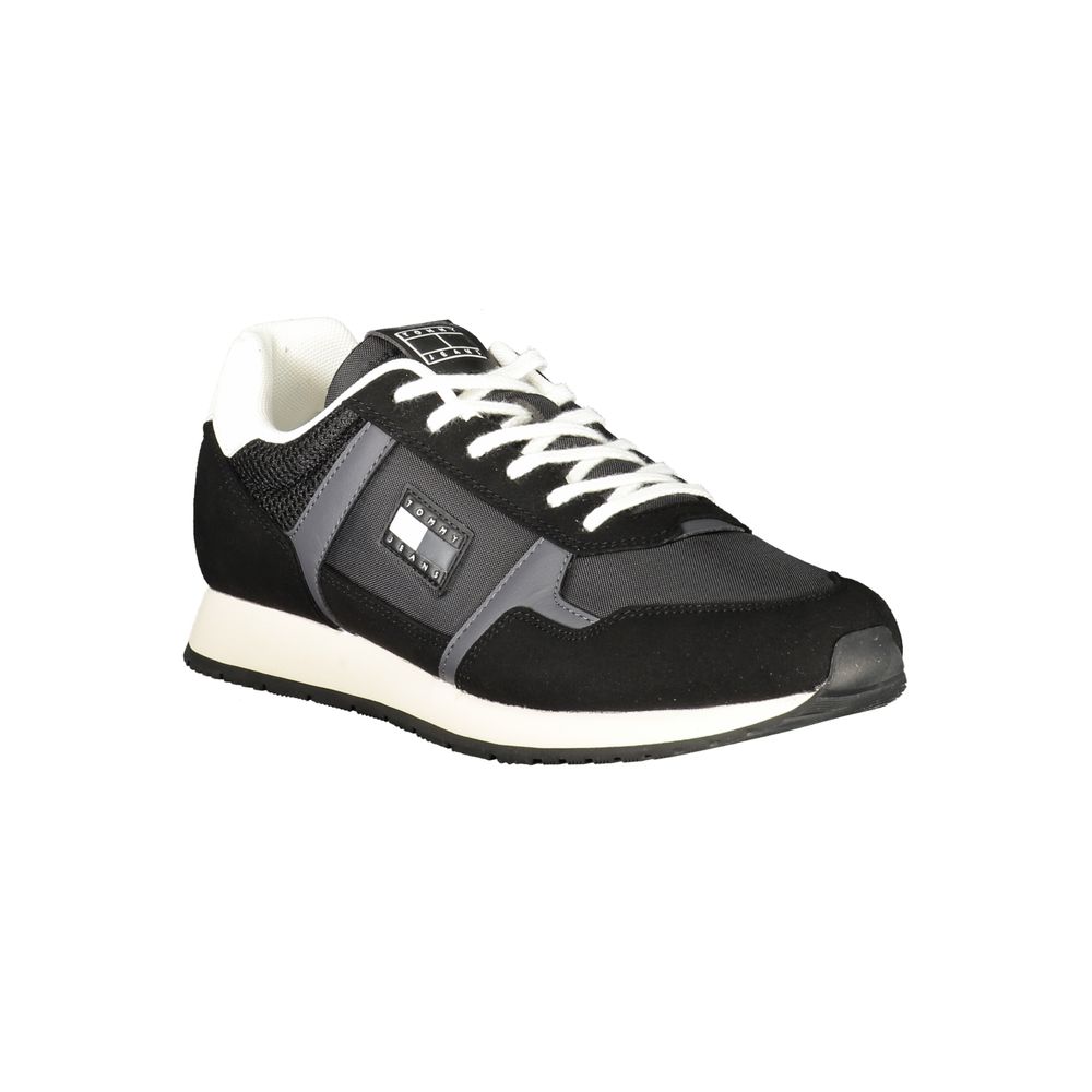 Chaussures Tommy Hilfiger pour homme en polyuréthane noir, sneakers élégantes avec design moderne.