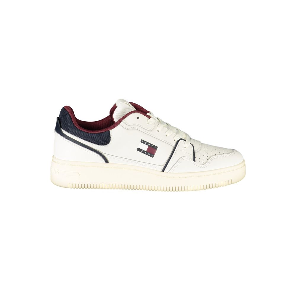 Sneakers pour homme Tommy Hilfiger Bianco en polyuréthane, style décontracté avec semelle blanche et design moderne.
