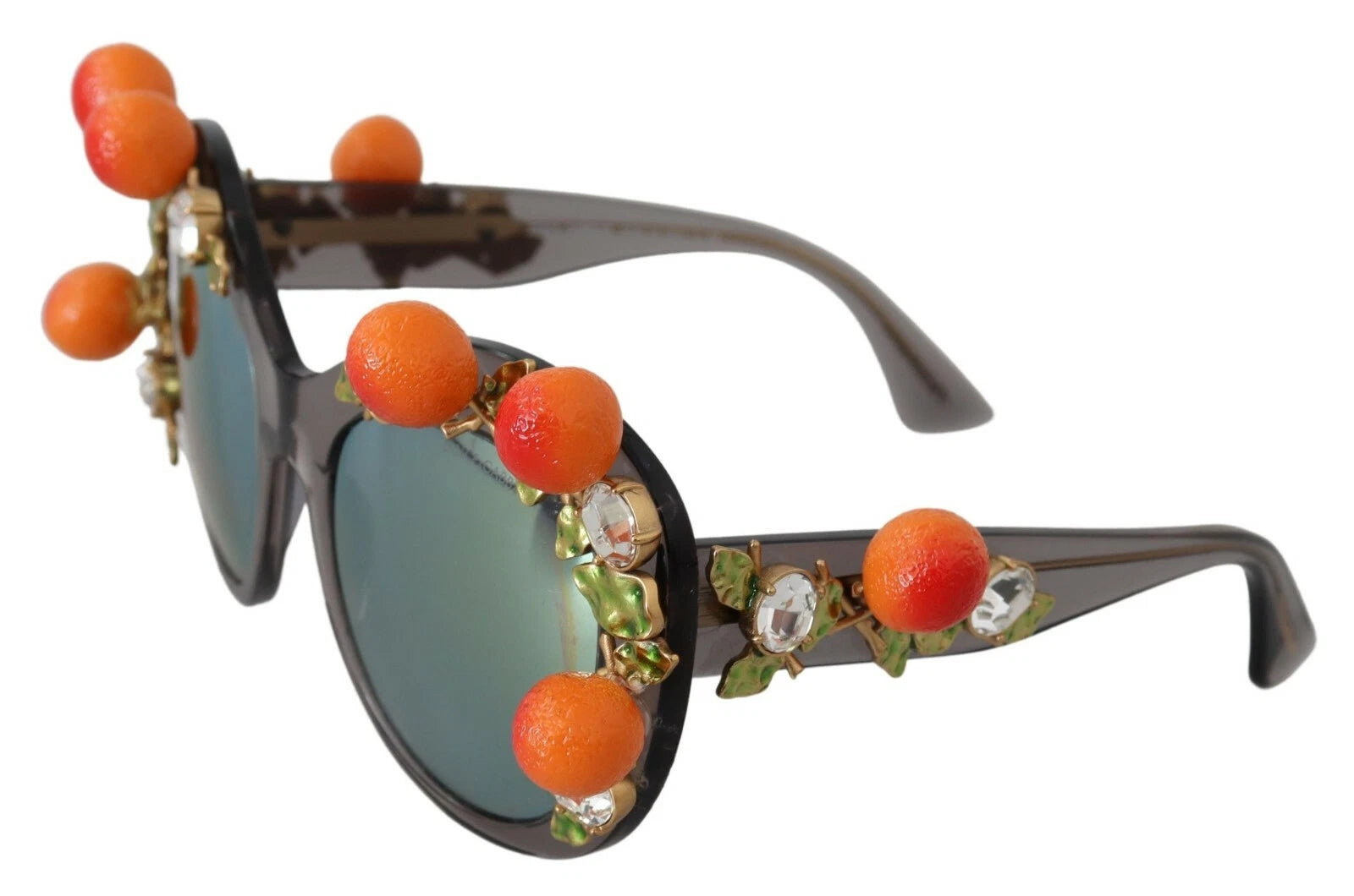 Lunettes de soleil Dolce & Gabbana DG4283B avec monture en acétate et appliques en cristaux orange.