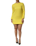 Robe courte Dolce & Gabbana en viscose et acétate jaune, à manches longues avec coupe élégante et détails sophistiqués.