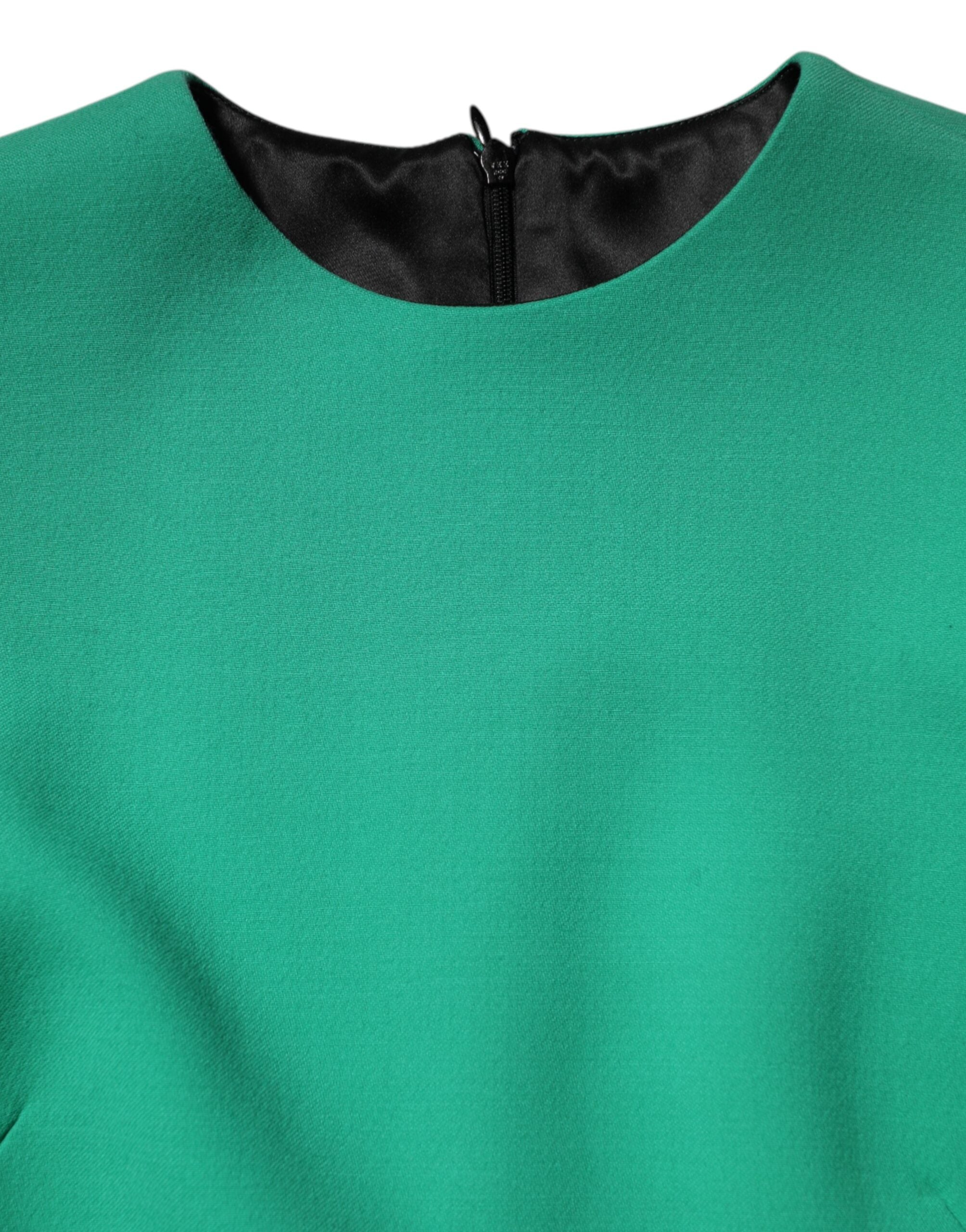 Robe courte vert en viscose et acétate de Dolce & Gabbana, manches longues et coupe élégante.