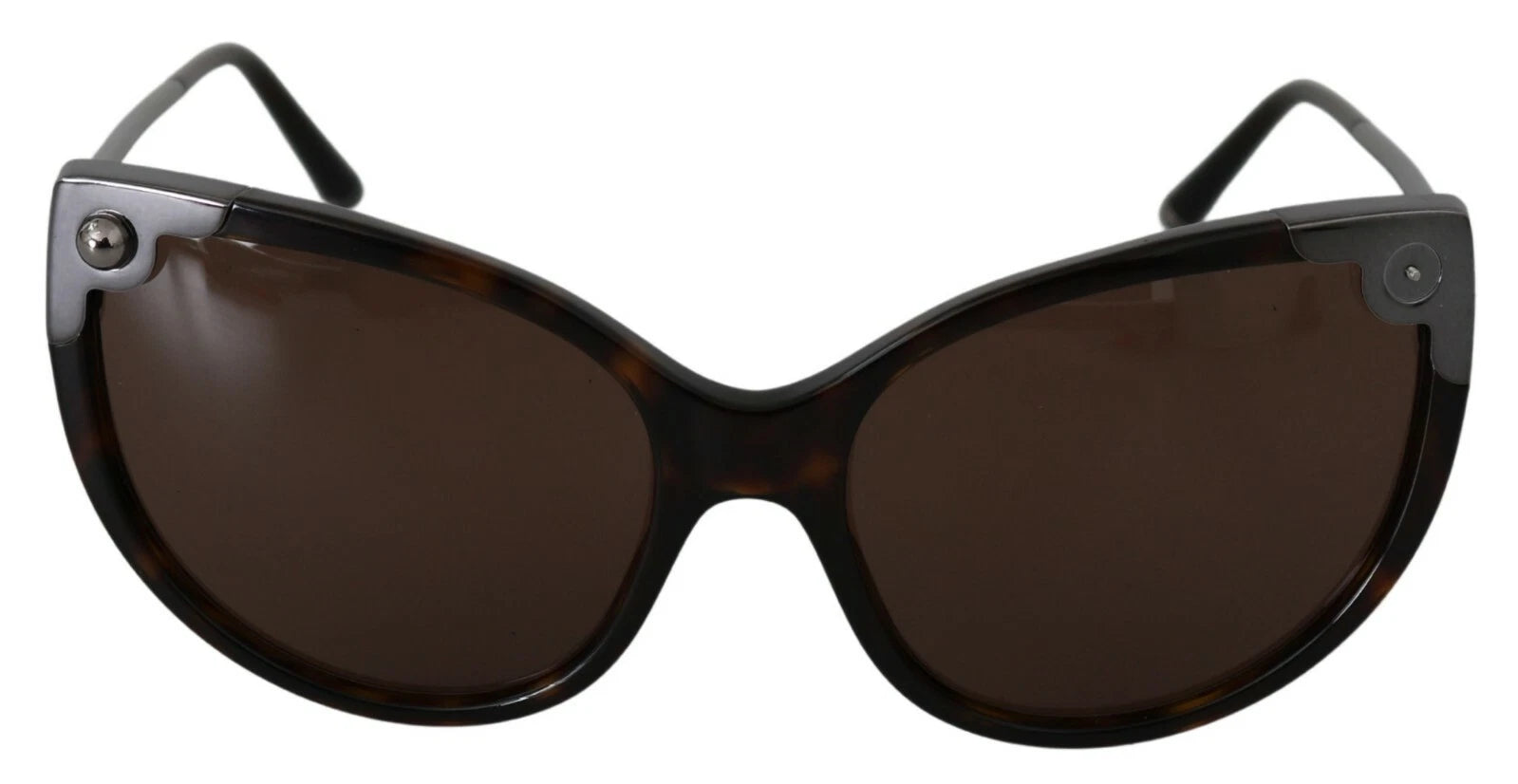 Lunettes de soleil pour femmes Dolce & Gabbana DG4337 Dark Havana, monture œil de chat sombre, style élégant et sophistiqué.