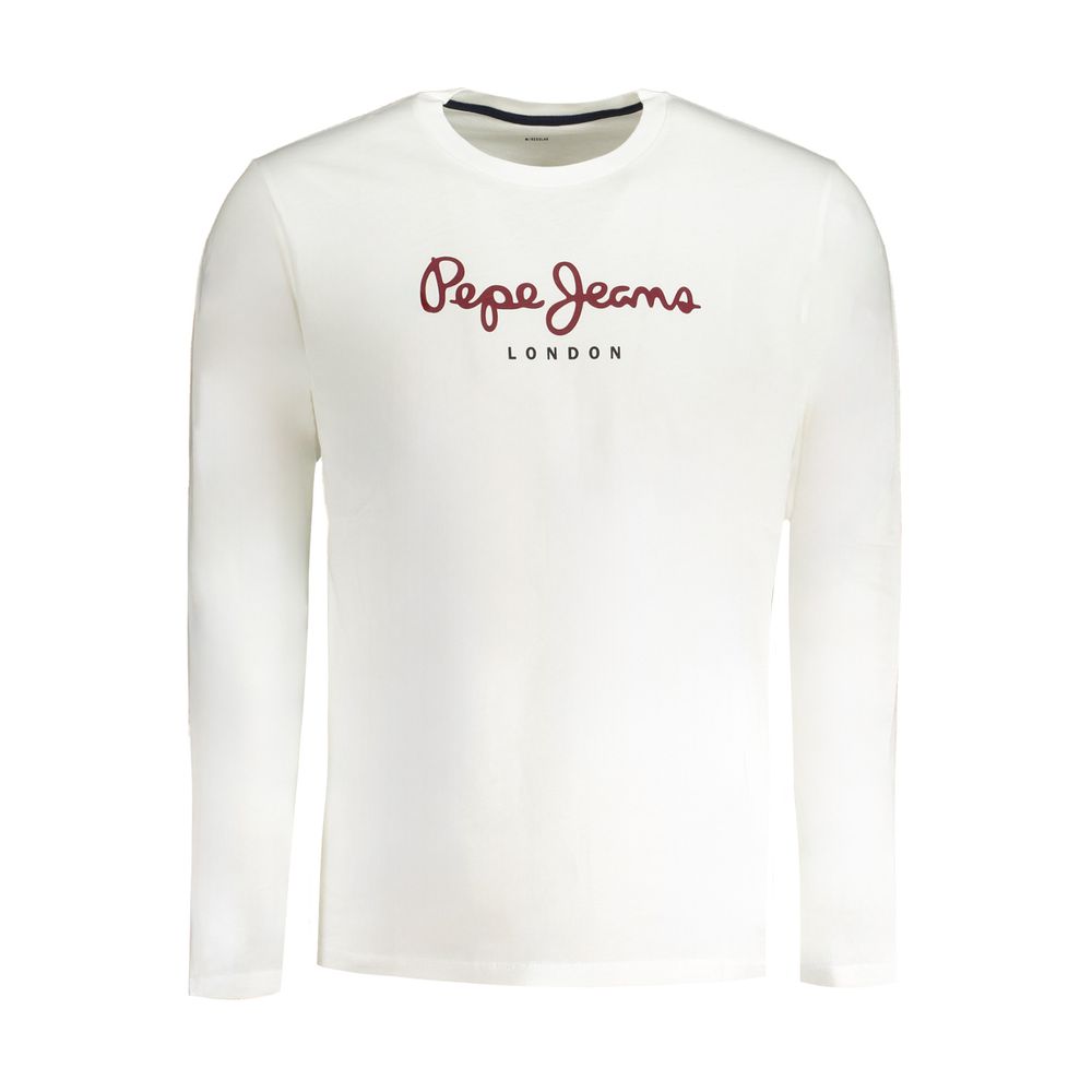 T-shirt blanc en coton pour homme de la marque Pepe Jeans, visible avec col rond et manches courtes.