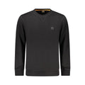 Pull homme Hugo Boss en coton noir, coupe classique, avec col rond, porté sur un mannequin.