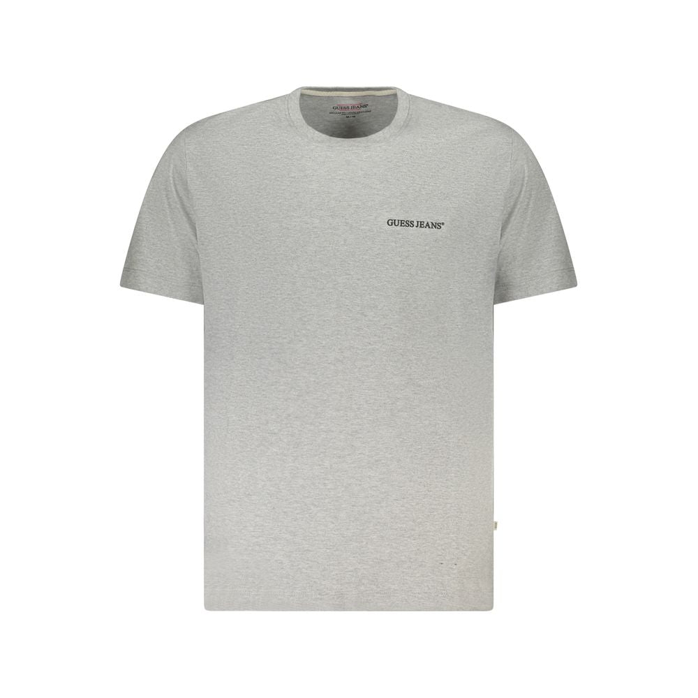 T-shirt gris en coton pour homme de Guess Jeans, coupe classique, visible sur un mannequin.
