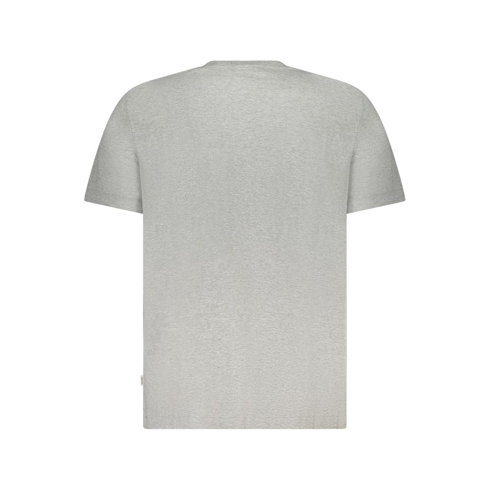 T-shirt gris en coton pour homme de Guess Jeans, coupe classique avec logo discret sur la poitrine.