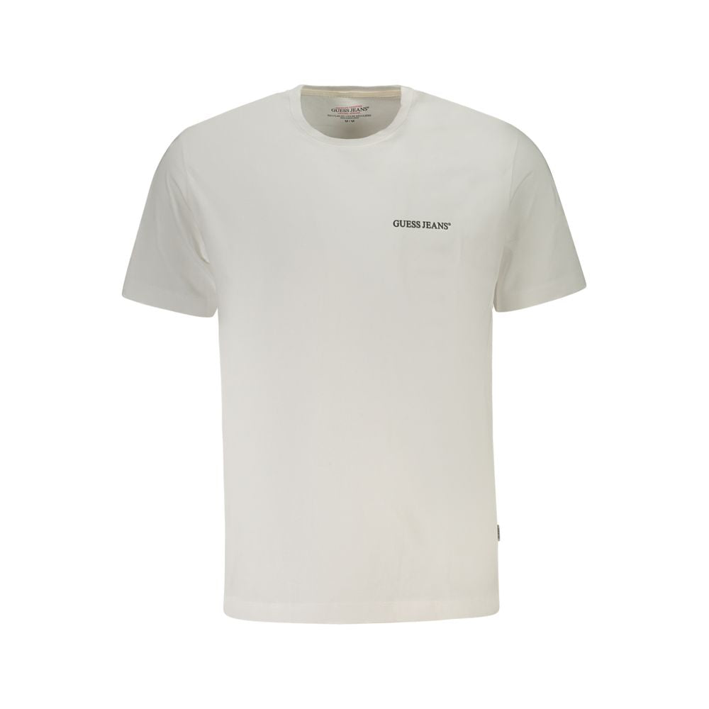 T-shirt blanc en coton pour homme de Guess Jeans, coupe classique avec logo Guess sur la poitrine.