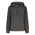 Sweat à capuche en coton noir pour femmes de Tommy Hilfiger, vêtement décontracté avec logo sur la poitrine.