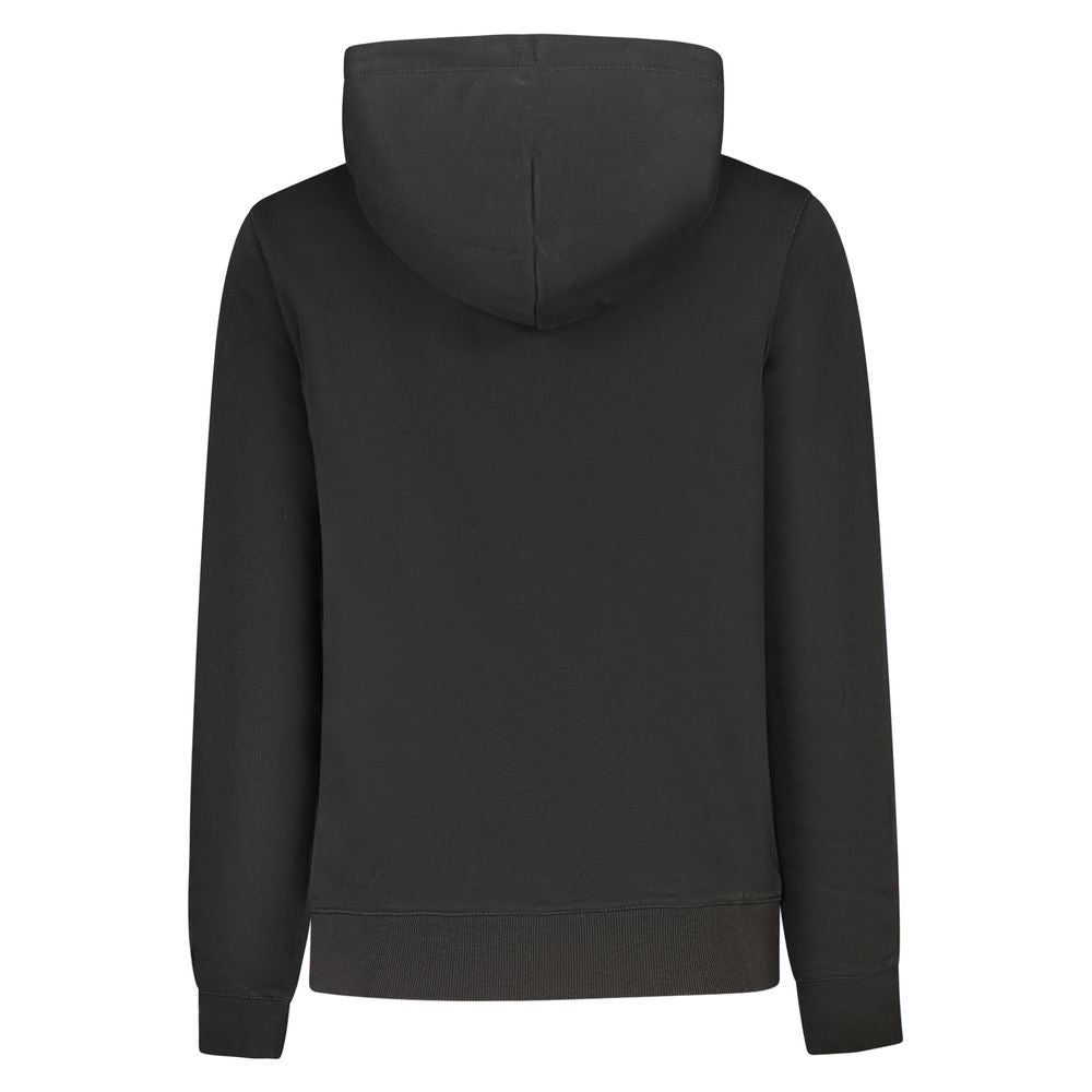 Sweat à capuche pour femmes Tommy Hilfiger en coton noir, avec logo sur la poitrine et manches longues.