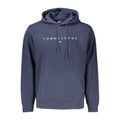 Sweat à capuche en coton bleu pour homme de Tommy Hilfiger, pull décontracté avec logo sur la poitrine.
