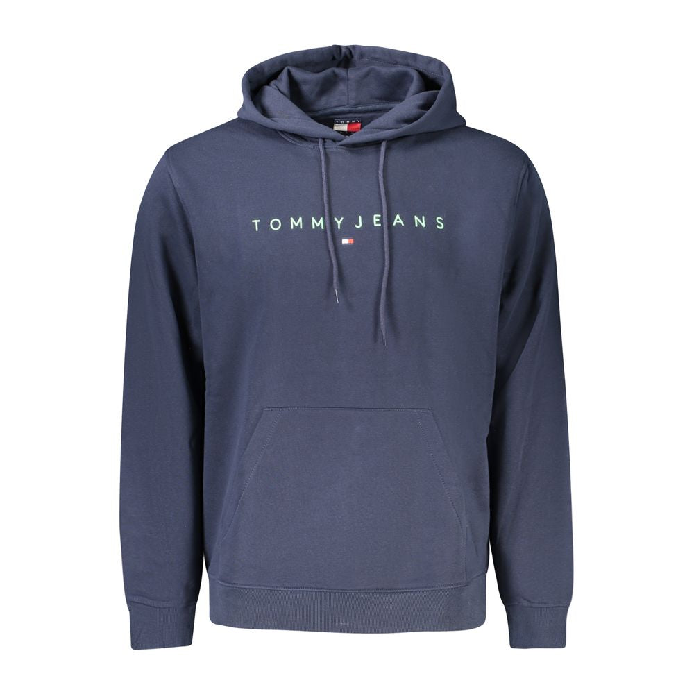 Sweat à capuche en coton bleu pour homme de Tommy Hilfiger, pull décontracté avec logo sur la poitrine.