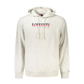 Sweat à capuche gris pour homme de la marque Tommy Hilfiger en coton, avec logo visible sur la poitrine.