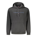 Sweat-shirt homme en coton noir de Tommy Hilfiger, avec logo discret sur la poitrine, porté ou posé à plat.