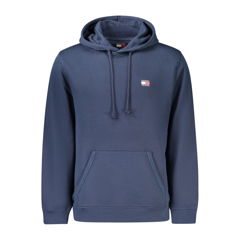 Sweat à capuche bleu en coton pour homme de la marque Tommy Hilfiger, image montrant le devant du hoodie avec logo.