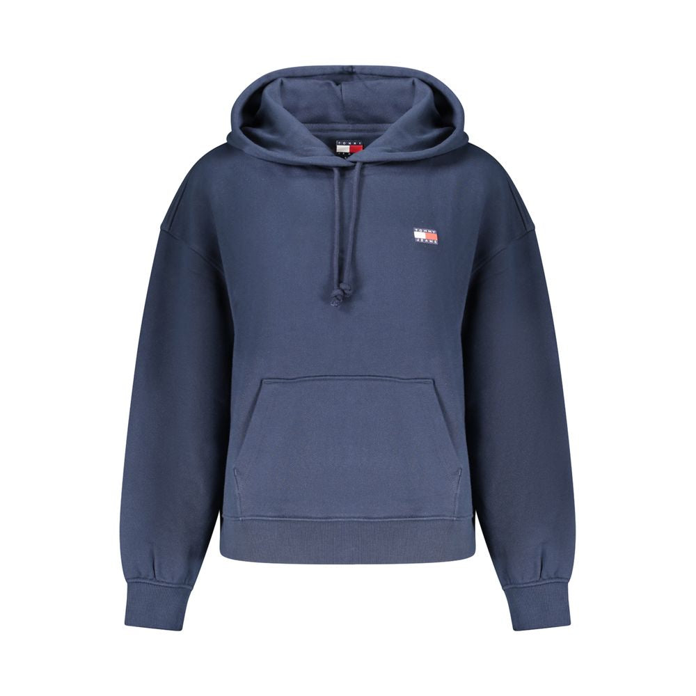 Sweatshirt en coton bleu pour femmes de Tommy Hilfiger, coupe décontractée et logo emblématique sur la poitrine.