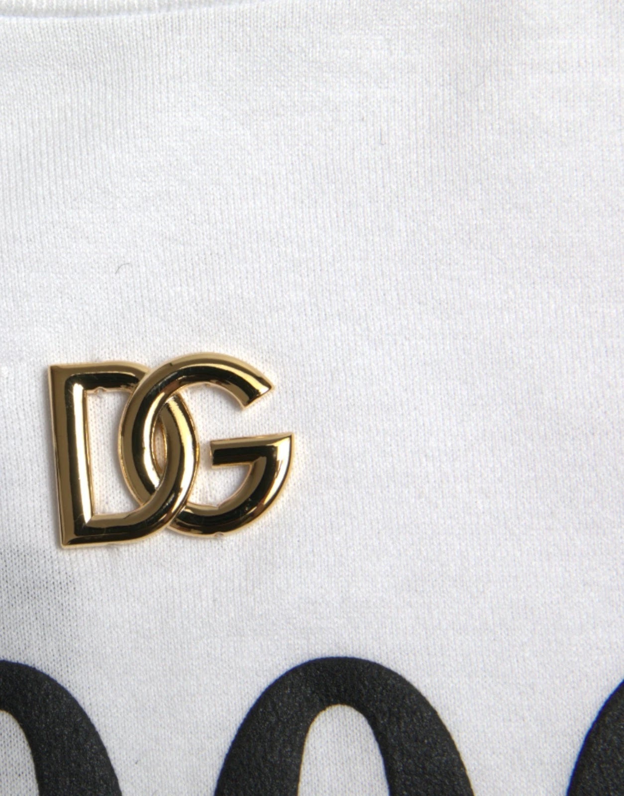 T-shirt blanc Dolce & Gabbana en coton avec imprimé mode 2000 et logo, vue de face.