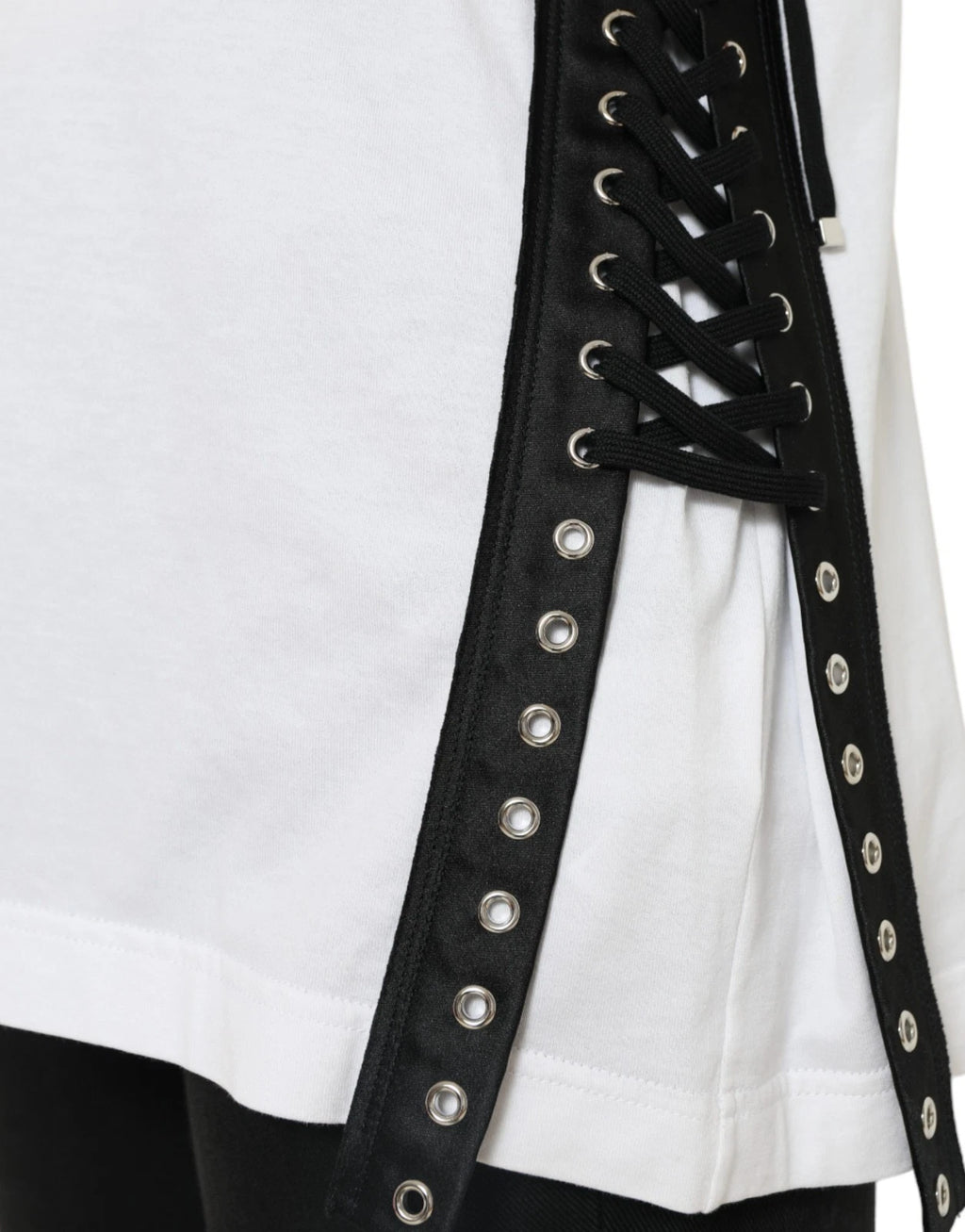 T-shirt blanc en coton Dolce & Gabbana avec logo de la collection Fashion Print 2000, visible sur le devant.