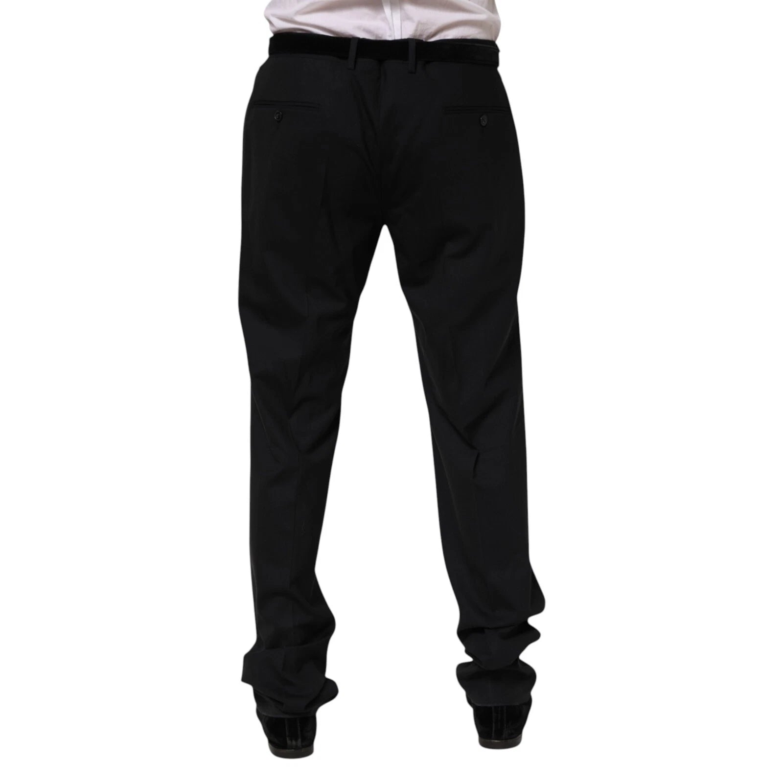 Pantalon homme Dolce & Gabbana en laine noire, costume formel élégant avec coupe classique et détails sophistiqués