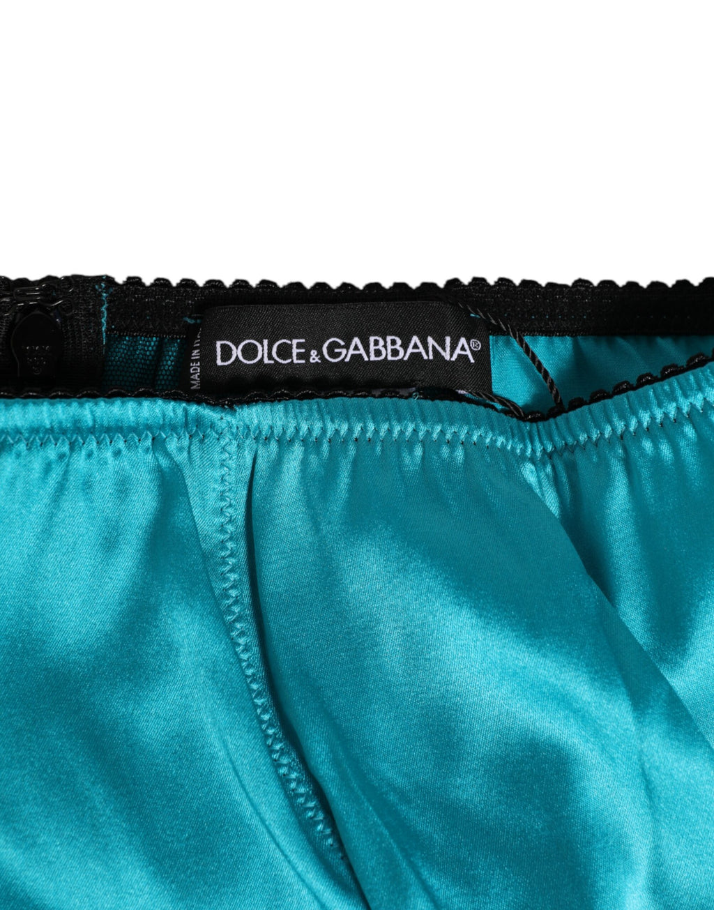 Culotte Dolce & Gabbana en satin vert aqua taille haute pour femme, élégante et confortable.
