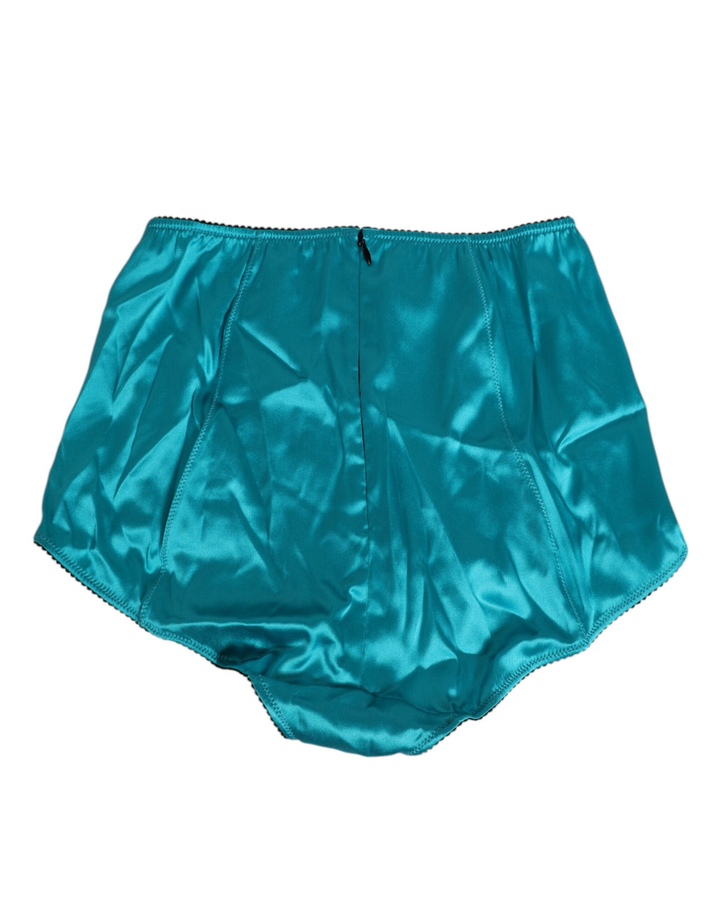 Culotte haute en satin vert aqua de Dolce & Gabbana, sous-vêtements de luxe avec taille haute et finition élégante.