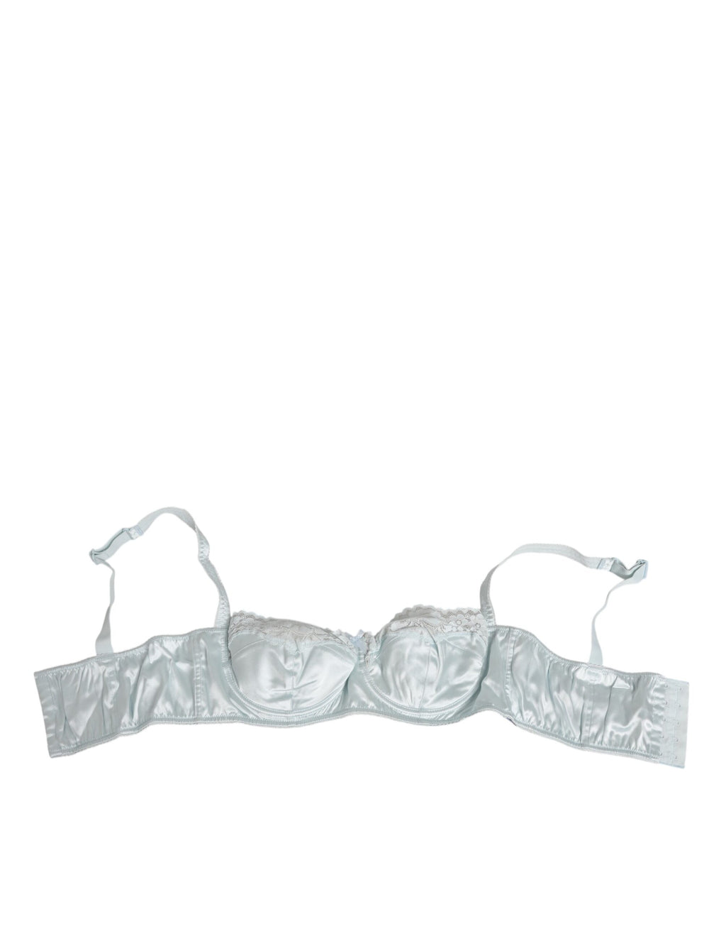 Sous-vêtements Dolce & Gabbana Light Blue en satin semi-rembourré, soutien-gorge balconnet élégant et doux, vue de face.