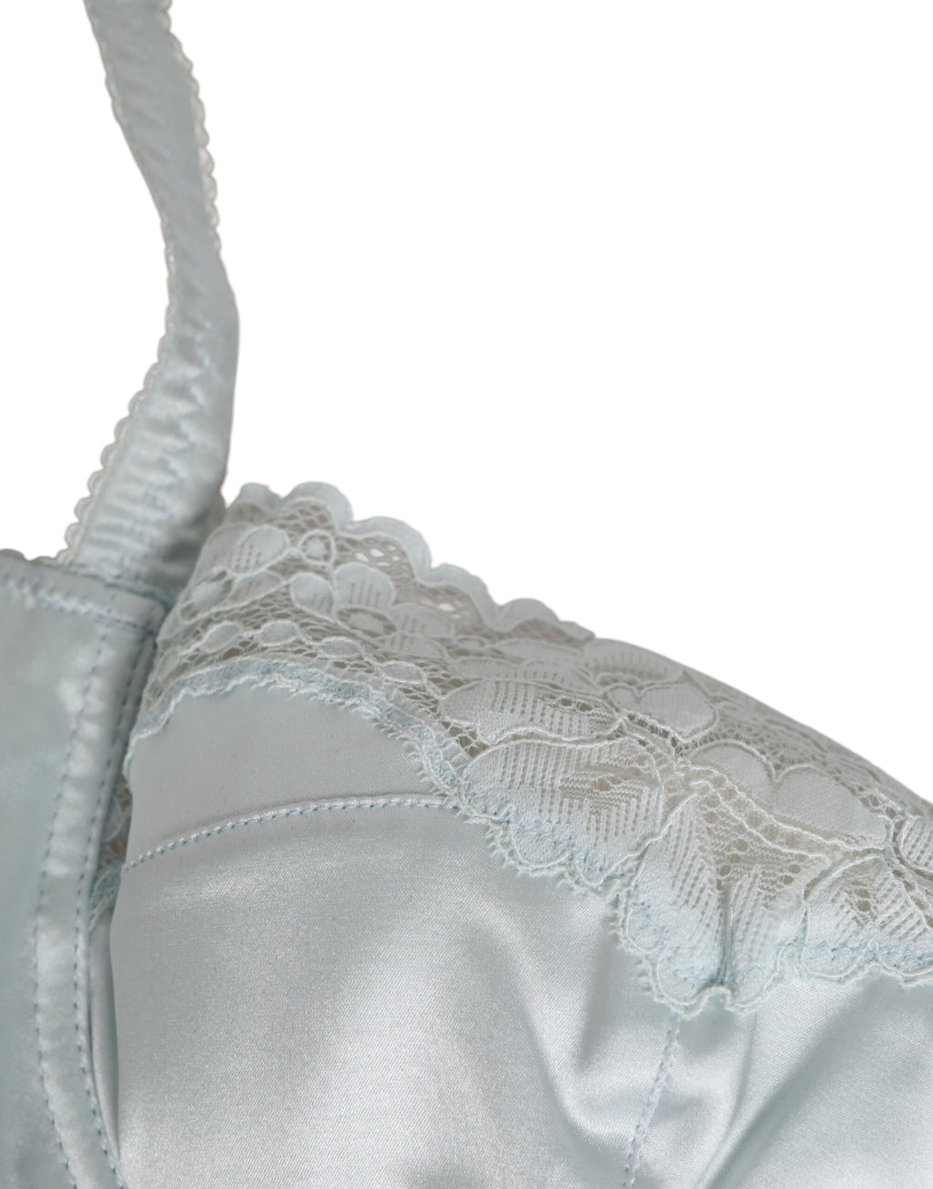 Sous-vêtements balconnet en soie Light Blue de Dolce & Gabbana, semi-rembourrés et élégants.