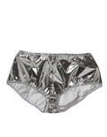 Sous-vêtements bikini taille haute en métal argenté de Dolce & Gabbana pour femmes, avec finition brillante et design élégant.