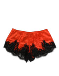 Shorts en satin de soie rouge avec dentelle de Dolce & Gabbana, sous-vêtements élégants et confortables.