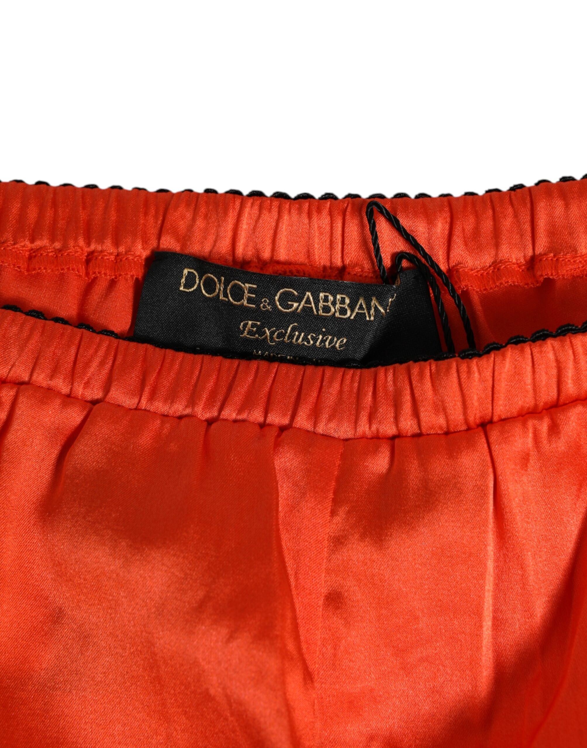 Shorts de lingerie en satin de soie rouge Dolce & Gabbana avec dentelle, élégants et raffinés pour femme.