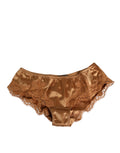 Slip en satin de soie et dentelle marron de Dolce & Gabbana, sous-vêtements élégants pour femmes.