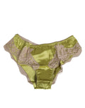 Sous-vêtement Dolce & Gabbana en soie verte avec satin et dentelle, nouveau slip élégant et confortable pour femmes.