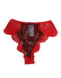 Soutien-gorge en dentelle florale rouge Dolce & Gabbana pour femmes, sous-vêtements transparents et élégants.