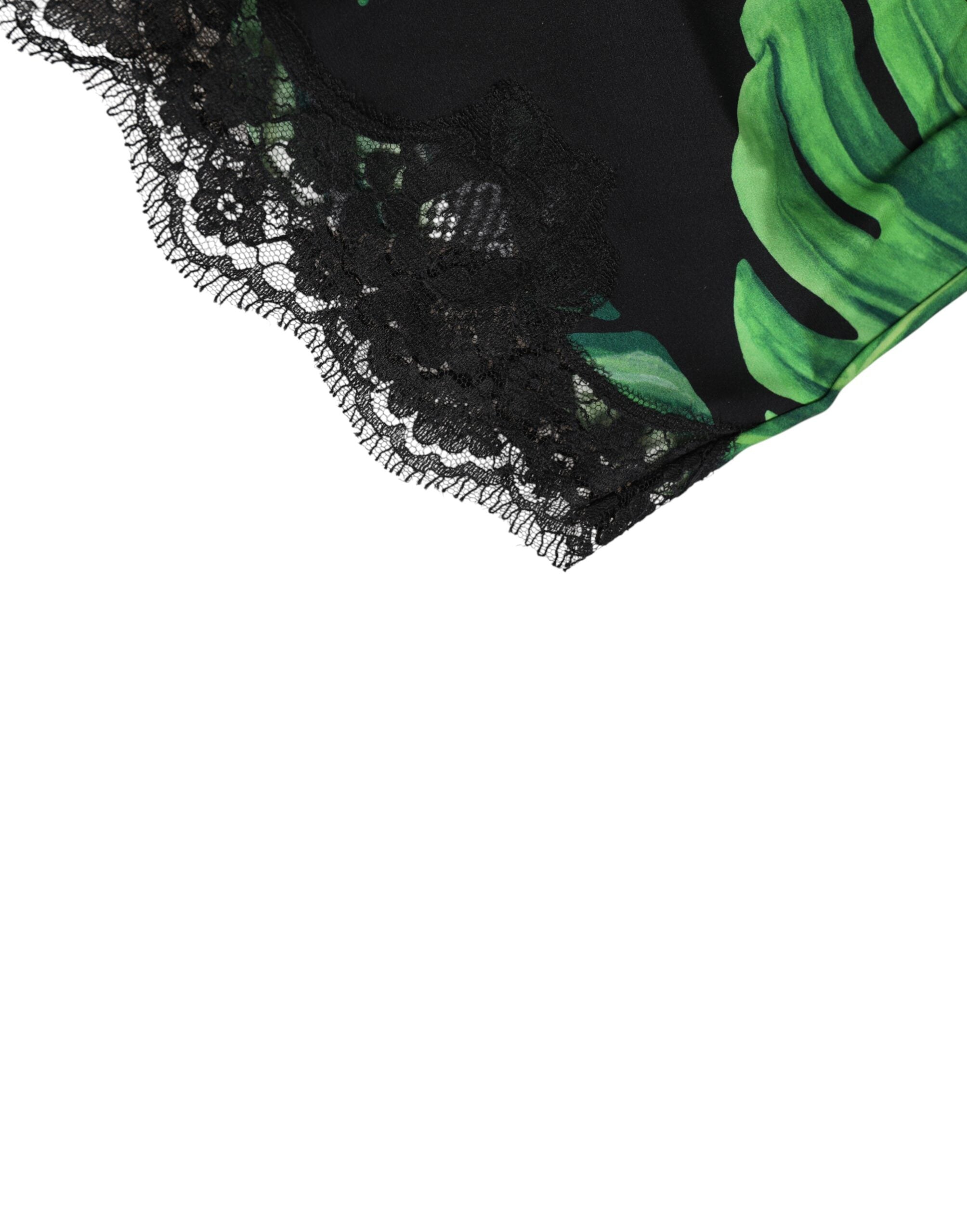 Sous-vêtements en dentelle Dolce & Gabbana à imprimé tropical noir et vert, élégants et confortables.