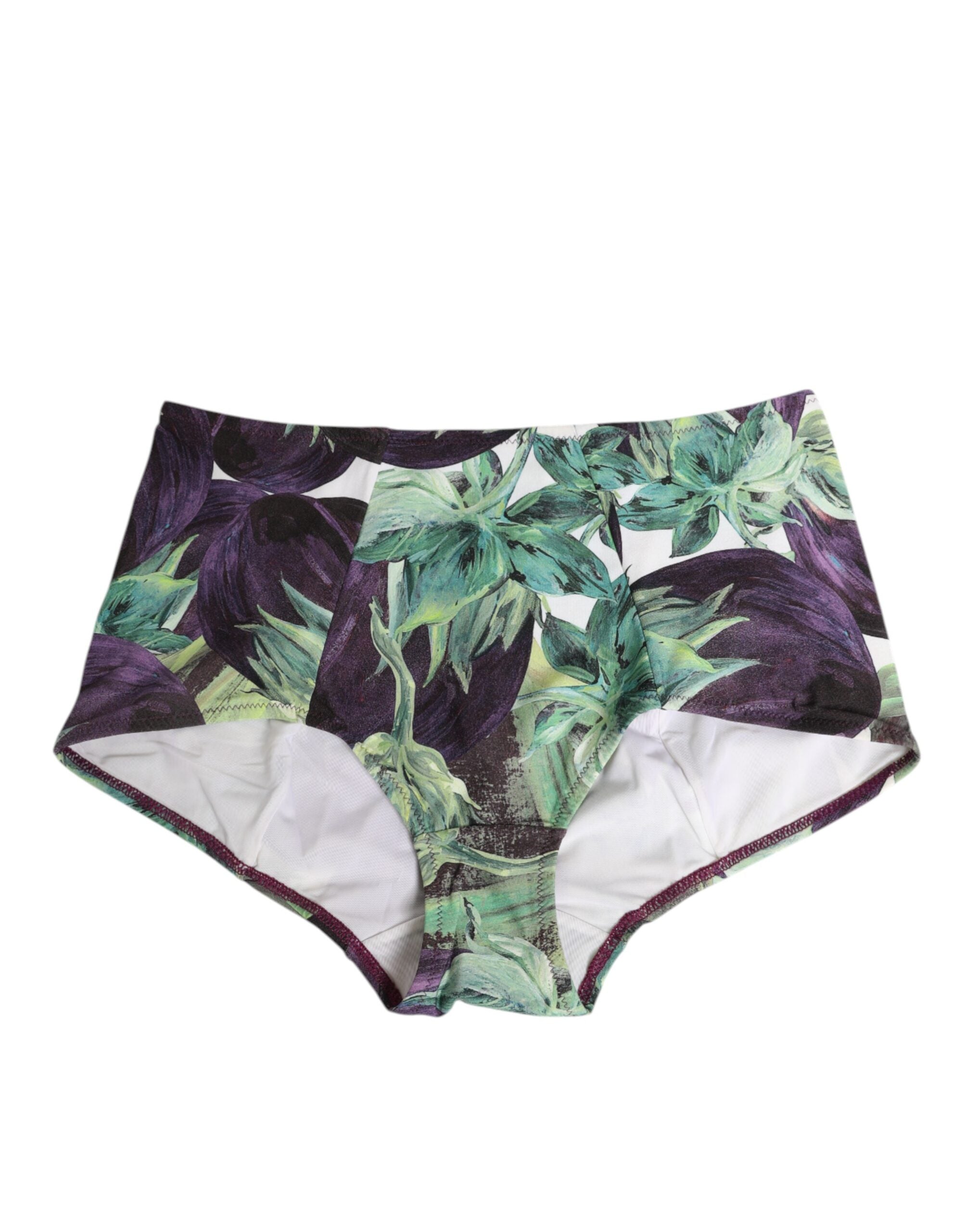 Culotte haute Dolce & Gabbana à imprimé aubergine, sous-vêtements élégants avec design coloré et détails raffinés.