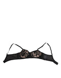 Soutien-gorge en dentelle florale noire et nude de Dolce & Gabbana, transparent et élégant, pour lingerie raffinée.