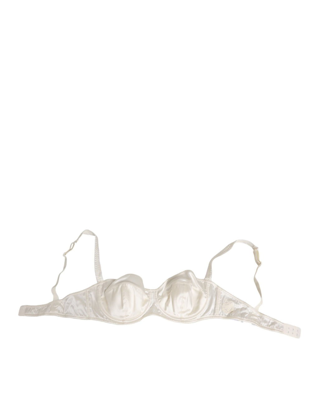 Soutien-gorge en satin de soie blanc Dolce & Gabbana, lingerie balconnet élégante avec détails fins et finition raffinée.