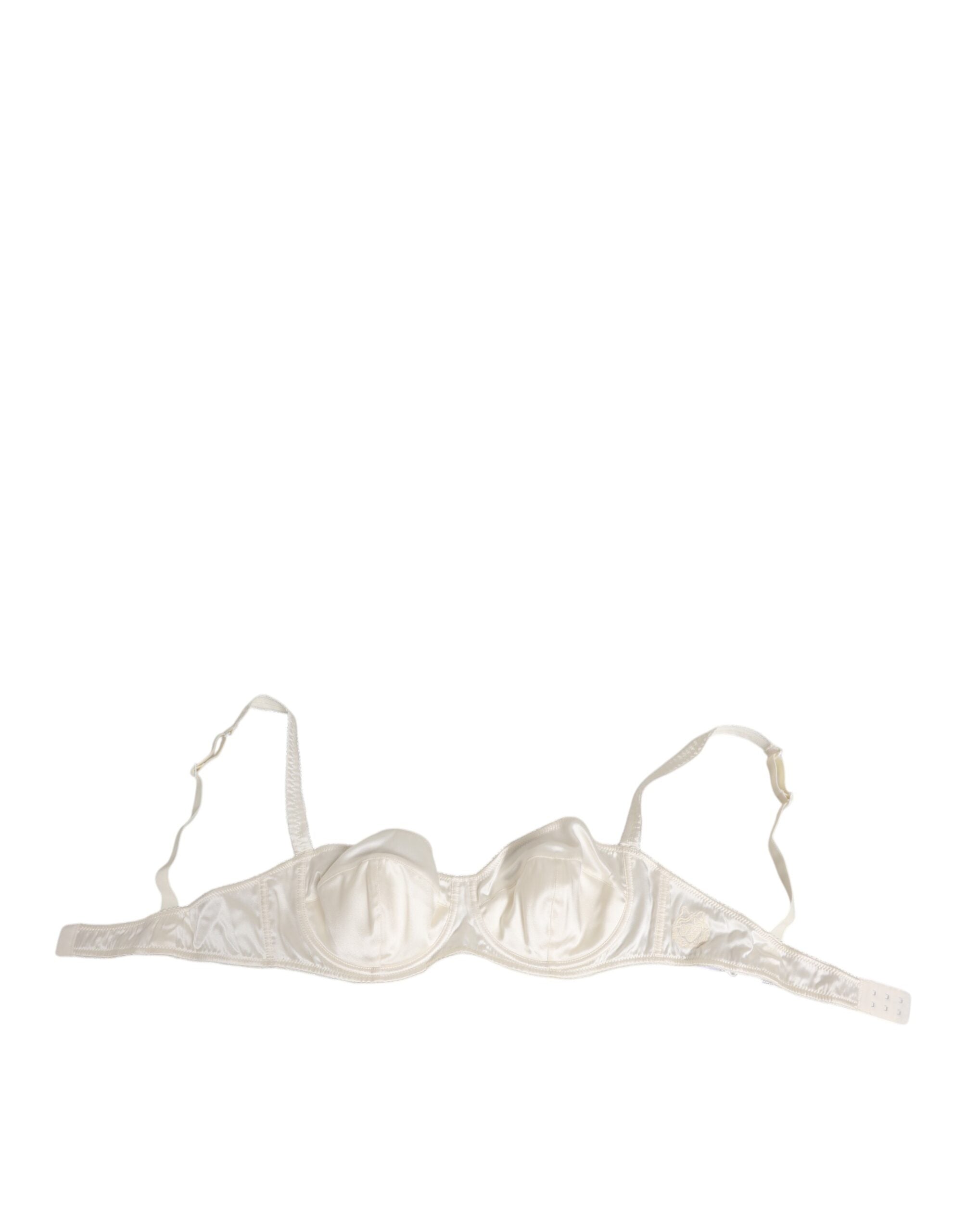 Soutien-gorge en satin de soie blanc Dolce & Gabbana, lingerie balconnet élégante avec détails fins et finition raffinée.