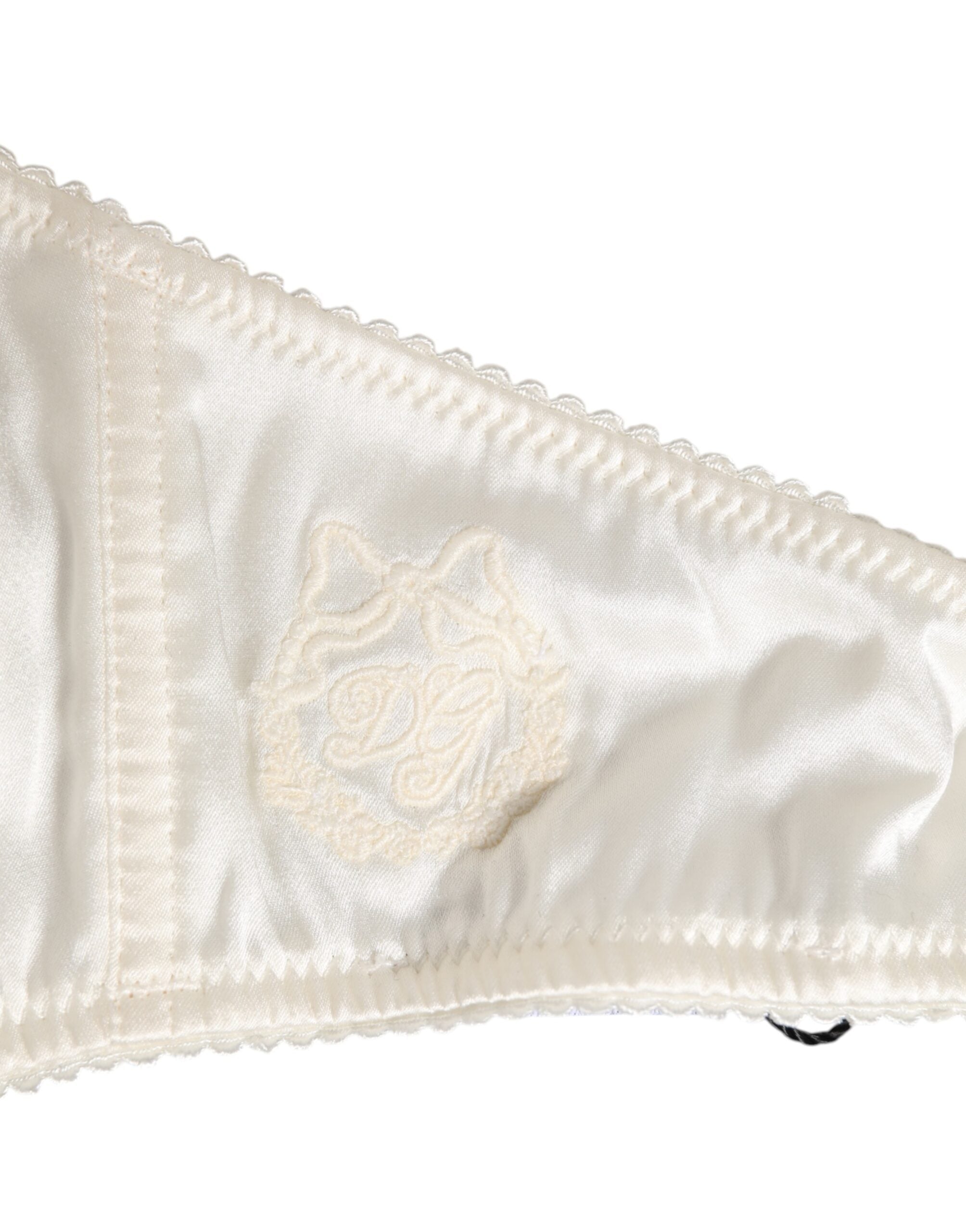 Soutien-gorge balconnet en satin de soie blanc Dolce & Gabbana, lingerie élégante et confortable.