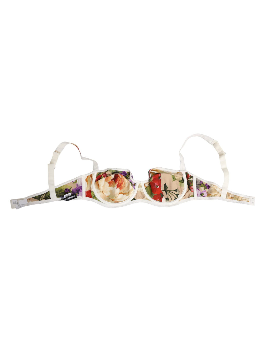 Soutien-gorge balconnet semi-rembourré Dolce & Gabbana à imprimé floral, élégant et féminin, vue en gros plan.