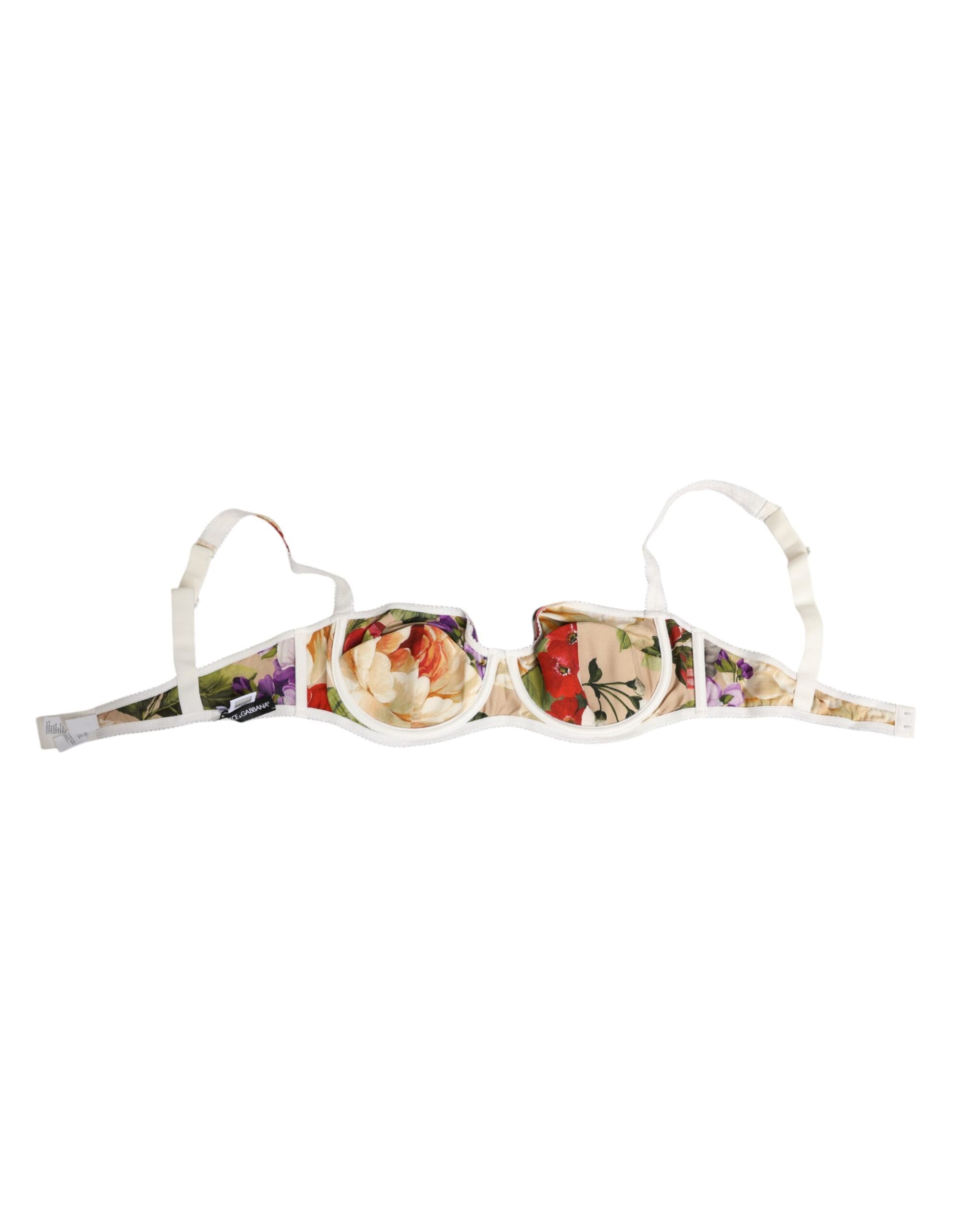 Soutien-gorge balconnet semi-rembourré Dolce & Gabbana à imprimé floral, élégant et féminin, vue en gros plan.