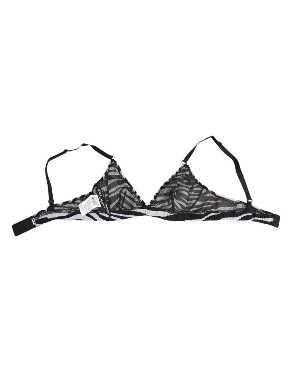 Soutien-gorge en mesh transparent noir et blanc à imprimé zèbre de Dolce & Gabbana, dessous élégant et féminin.