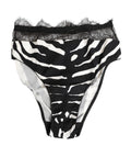 Sous-vêtements haute en dentelle à imprimé zèbre noir et blanc de Dolce & Gabbana, avec finition en dentelle élégante.