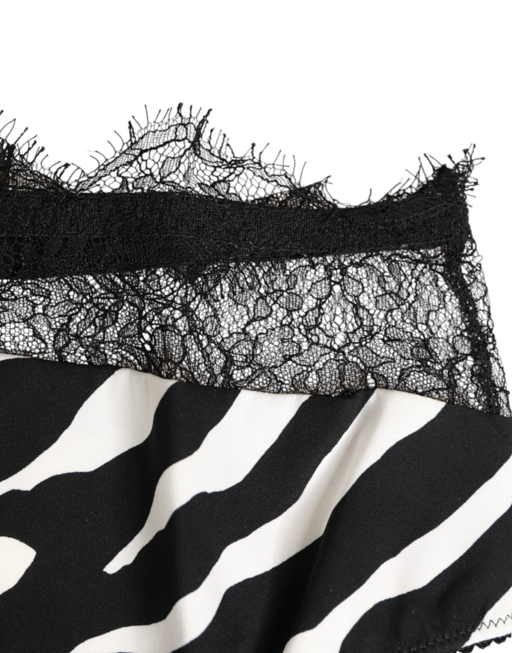 Sous-vêtements haute couture Dolce & Gabbana, culotte noire et blanche à imprimé zèbre avec bordure en dentelle élégante