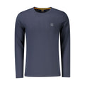 T-shirt en coton bleu de Hugo Boss, style décontracté, avec logo discret, porté sur un mannequin.