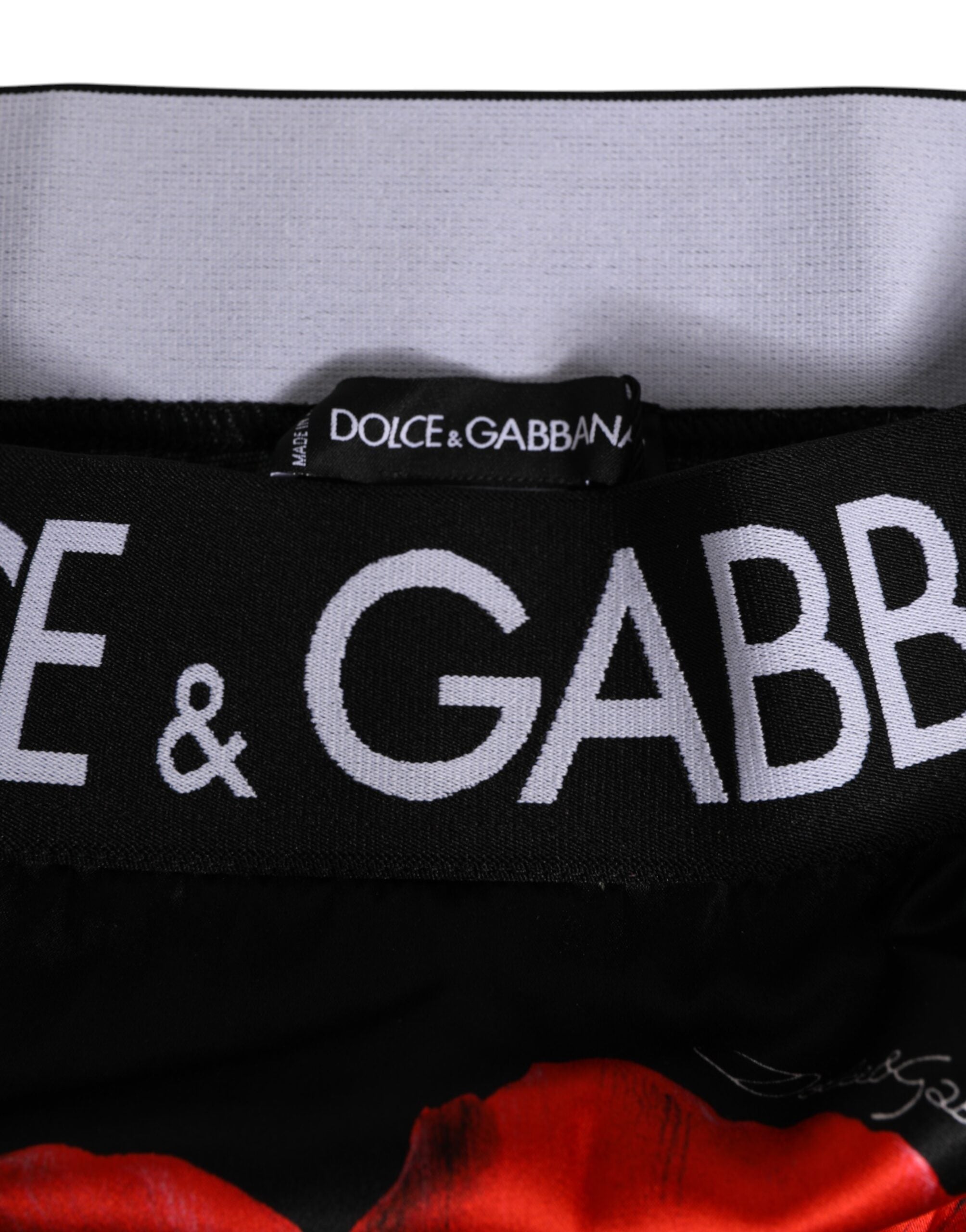 Sous-vêtements noirs Dolce & Gabbana en dentelle transparente avec imprimé floral, taille haute et mesh élégant.